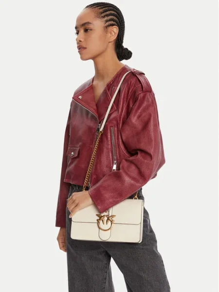 Pinko De piele geantă poștaș LOVE ONE CLASSIC CL bej