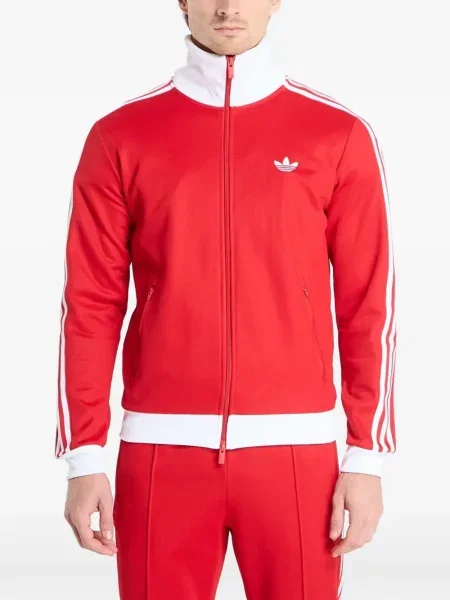 Majica s kapuljačom na patentni zatvarač Adidas crvena