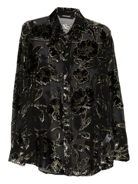 Bluză Roberto Cavalli cu model floral negru