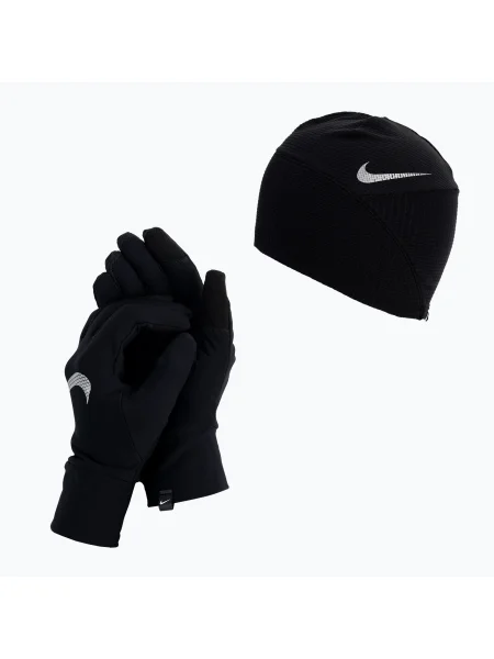 Set șapcă + mănuși pentru femei Nike Essential Running negru