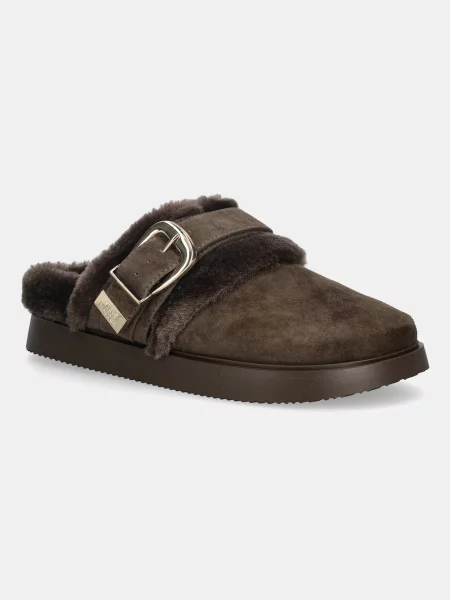 Steve Madden papuci din piele întoarsă Cozy Up maro