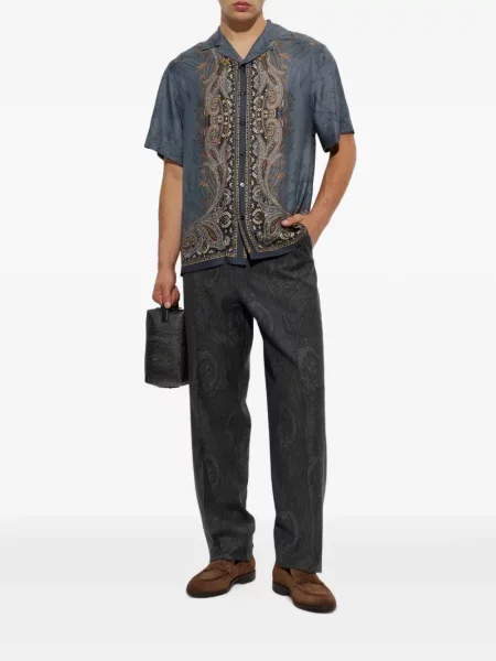 Pantaloni Etro cu imagine cu model paisley gri