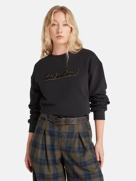 Світшот Timberland Logo Crewneck бавовна/поліестер чорний