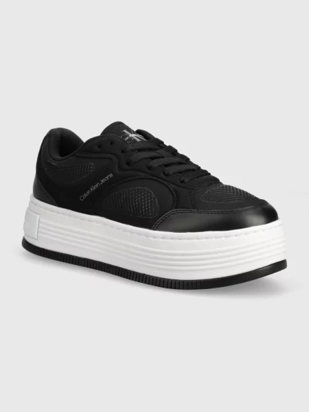 Sneakers boty Calvin Klein Jeans BOLD PLATF LOW LACE MIX IN MTL černá