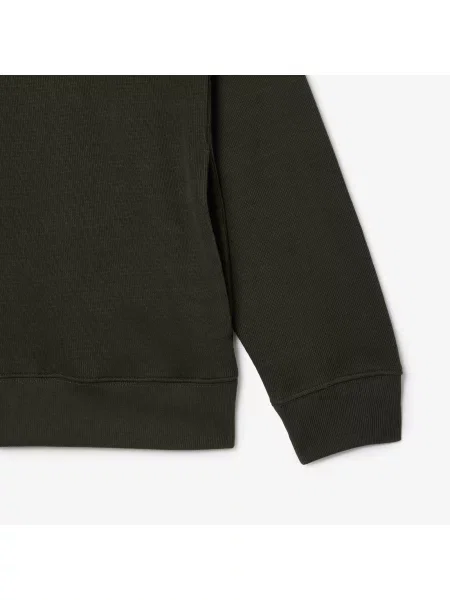 Lacoste Bluza Interlock Z Wysokim Kołnierzem I Zamkiem Błyskawicznym zielona