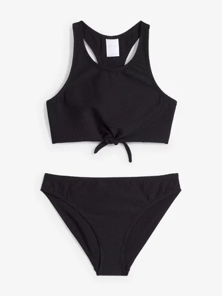 Bikini z teksturowanego materiału 2 części czarne