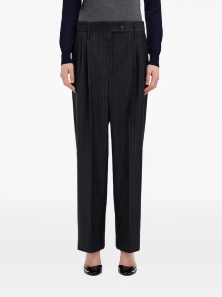 Pantaloni Ferragamo cu dungi plisate gri