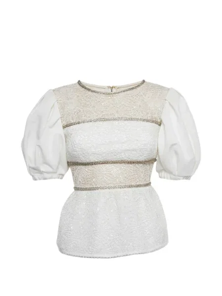 Top Self-portrait koronkowy biały