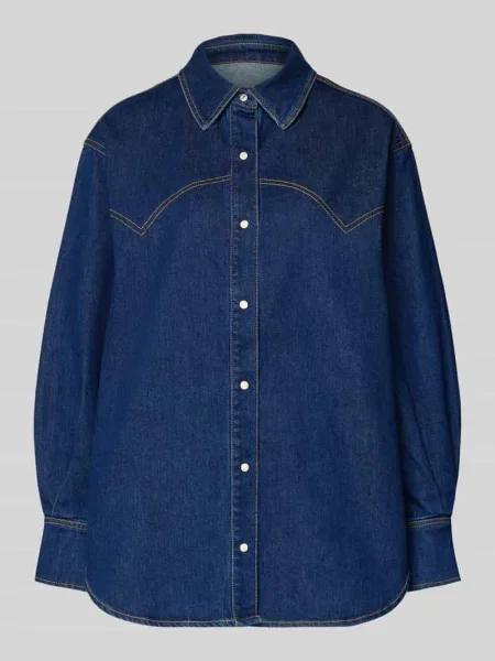 Bluzka jeansowa o kroju relaxed fit z listwą guzikową Scotch & Soda granatowa