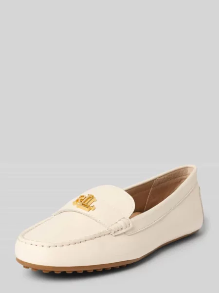 Loafersy z naturalnej skóry bydlęcej model BARNSBURY' Lauren Ralph Lauren beżowe