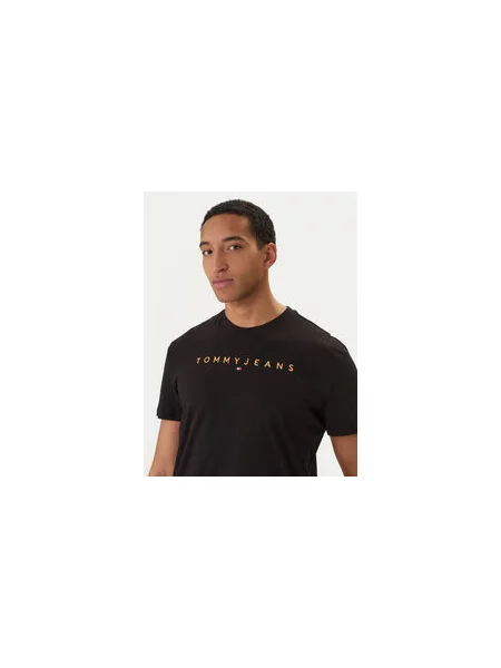 Tommy Jeans T-shirt TJM REG LINEAR LOGO Casual Fit crna