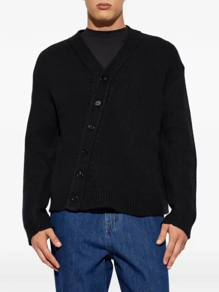 Dzianinowy kardigan Jil Sander asymetryczny czarny