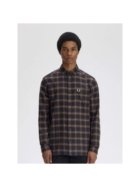 Kockovaná košeľa Fred Perry keper hnedá
