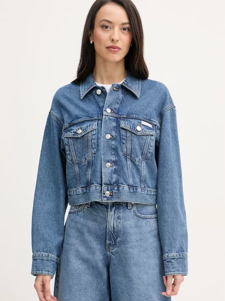 Calvin Klein Jeans geacă de tranziție pentru femei din denim albastru