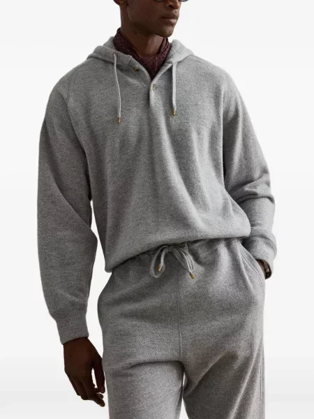 Hoodie Ralph Lauren Purple Label με κορδόνι γκρι
