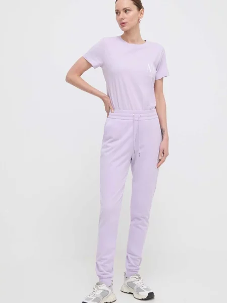 Armani Exchange spodnie fioletowe