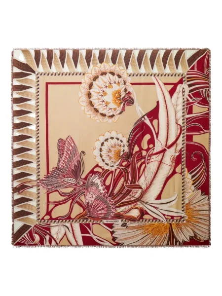 Fular Ferragamo cu model floral cu imagine