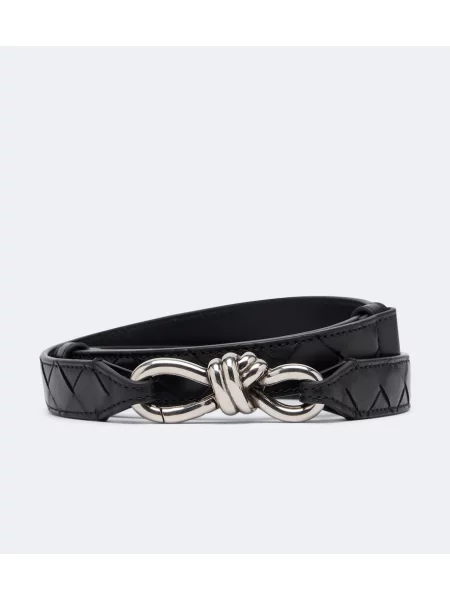 Cu centură curea Bottega Veneta din piele negru