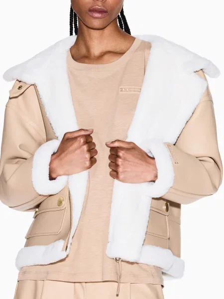 Кожаная куртка Armani Exchange бежевая