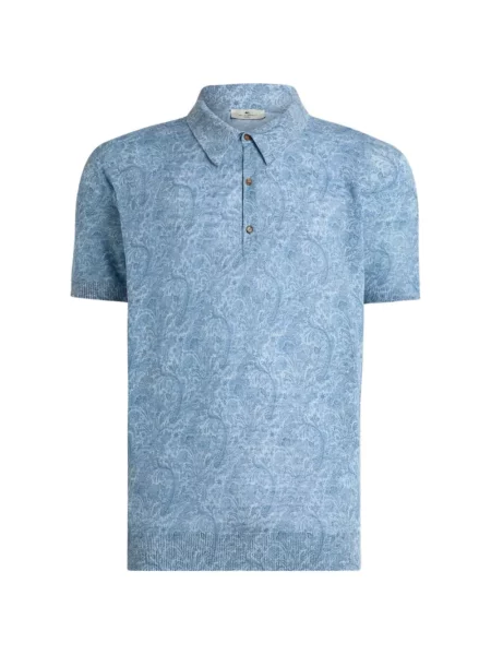 Tricou polo Etro cu model floral albastru