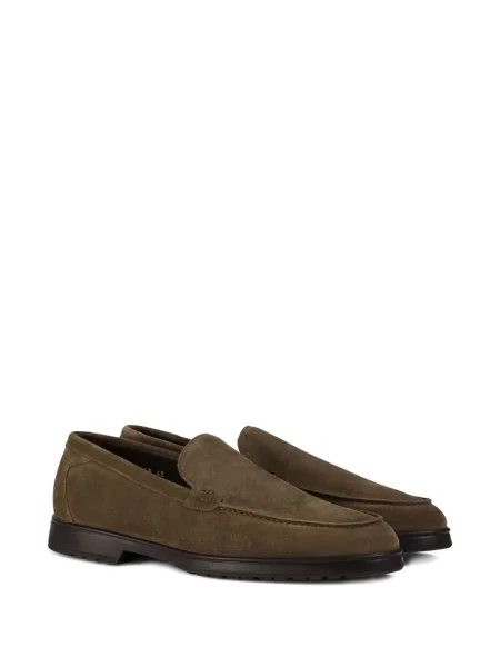 Pantofi loafer Doucal's din piele de căprioară slip-on maro