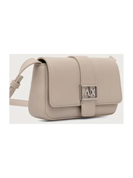 Armani Exchange torebka crossbody z imitacji skóry beżowa