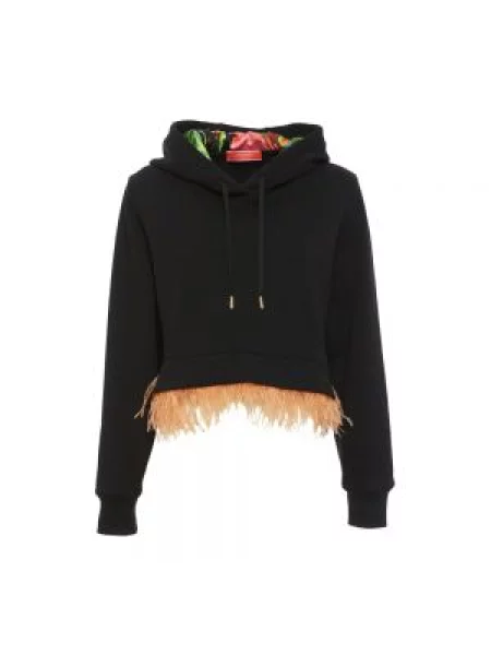 Bluza z kapturem La Doublej w piórka czarna