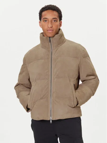 BOSS Geacă de piele Jocamp bej