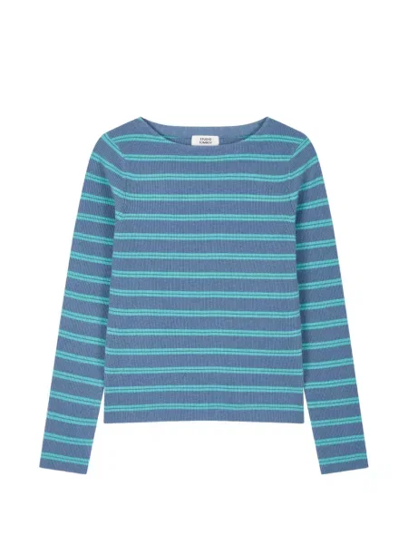 Lung tricou Tomboy cu dungi albastru