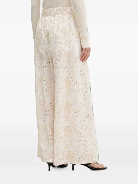 Pantaloni palazzo Vicolo cu broderie alb