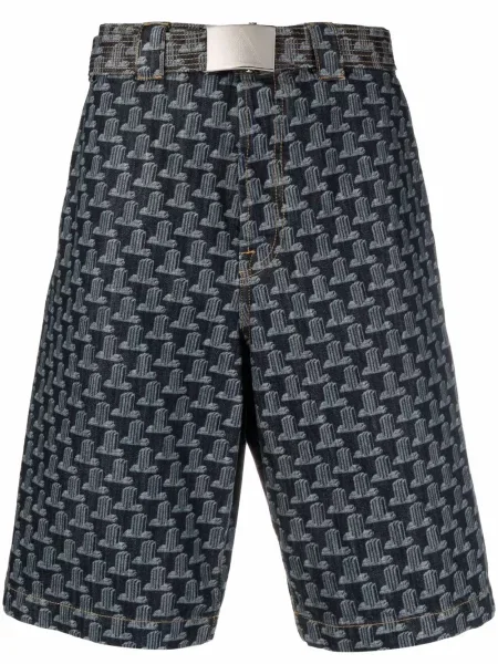 Bermude Lanvin cu imagine cu imprimeu geometric albastru