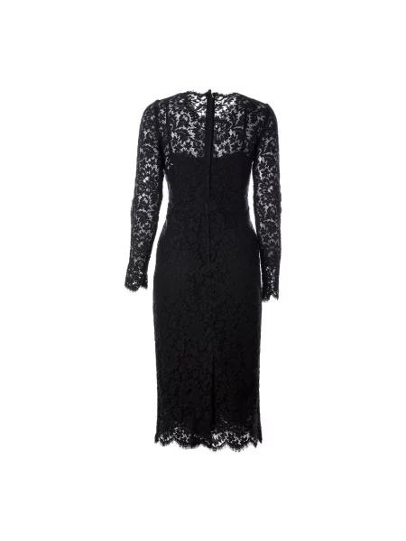Sukienka maxi Dolce And Gabbana koronkowa biznesowa czarna