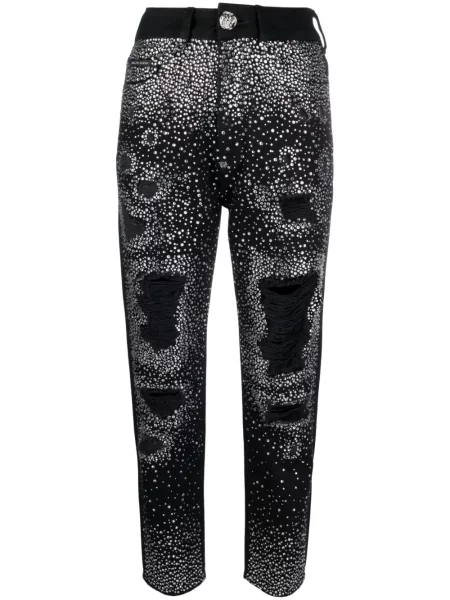 Blugi boyfriend Philipp Plein de cristal negru