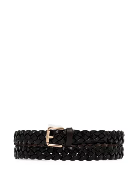 Cu centură curea Max Mara din piele țesută negru