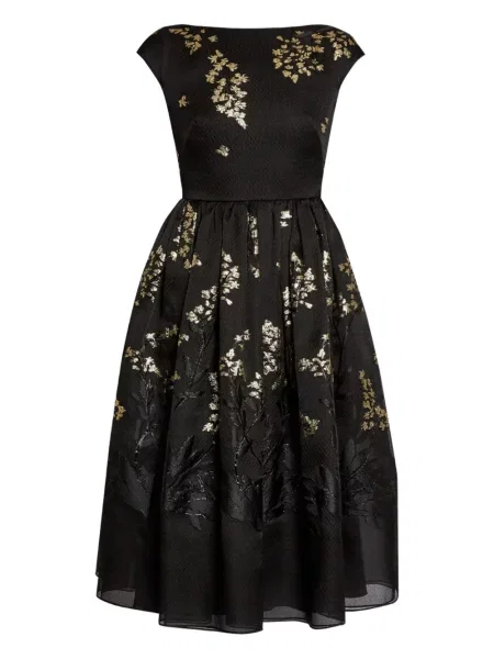 Rochie florală Erdem cu model floral cu mâneci scurte negru