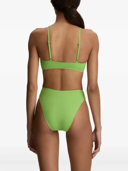 Costum de baie Polo Ralph Lauren în carouri cu decolteu în V galben