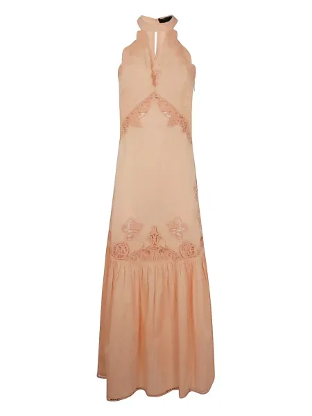 Rochie maxi Twinset cu broderie cu gât halter de costum