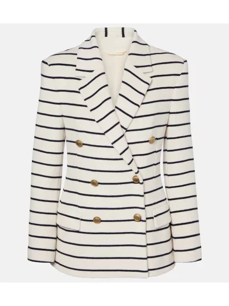 Pleten blazer Brunello Cucinelli s črtami bela