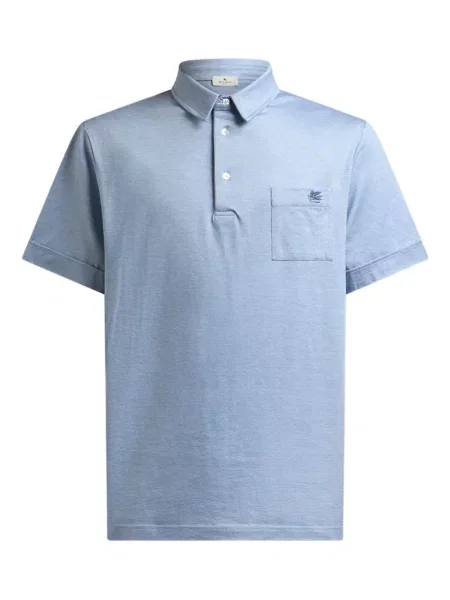 Tricou polo Etro cu broderie albastru