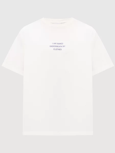 Футболка кольору айворі з принтом напису Vetements бежева