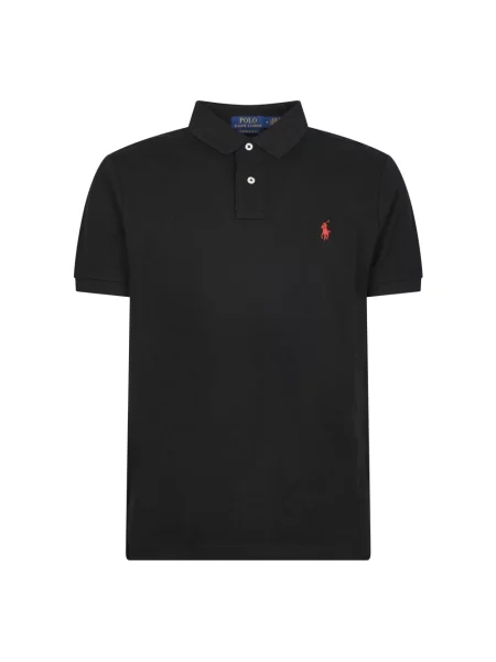Dzianinowa koszulka polo Polo Ralph Lauren z krótkim rękawem z siateczki czarna