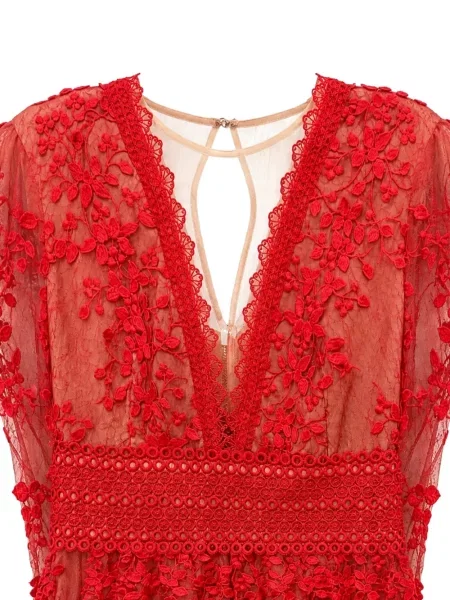 Rochie mini Bronx & Banco cu volane din dantelă roșu