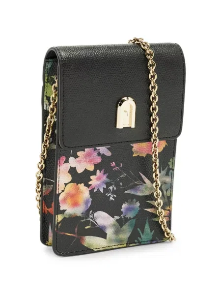 Кожаный боди Furla на цветя с принт черно