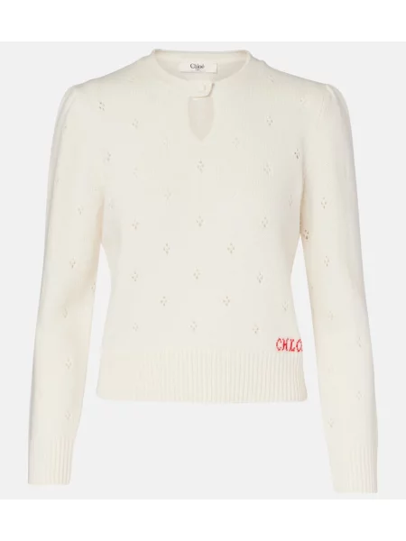 Pulover Chloé de lână alb