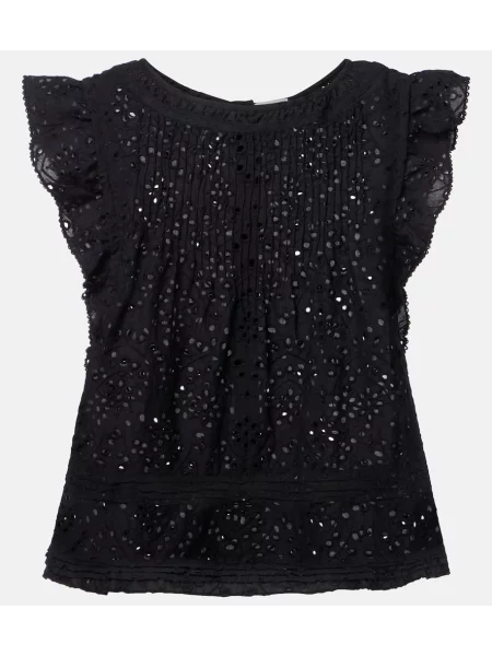 Top Poupette St Barth cu broderie negru