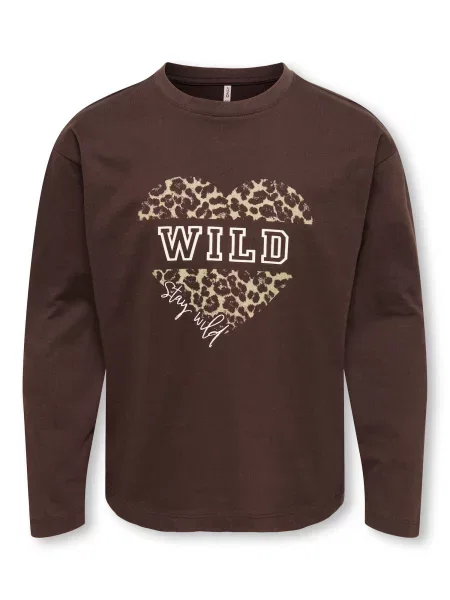 ONLY GIRLS Tricou KOGSCARLETT maro cappuccino / maro închis alb