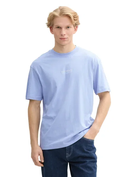 TOM TAILOR DENIM Tricou albastru deschis alb
