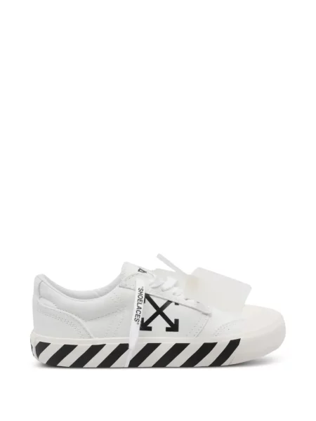 Маратонки Off-white на райета с принт бяло