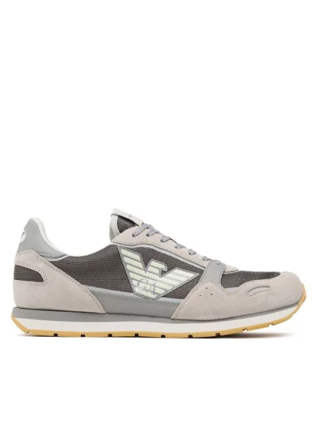 Sneakersy Emporio Armani zamszowe z siateczki beżowe