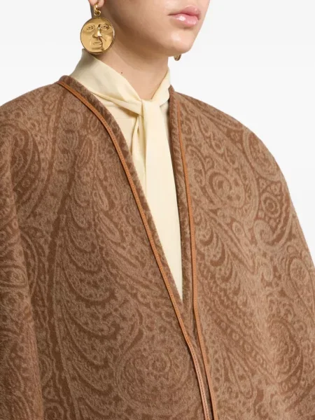 Palton Etro cu model paisley din jacard maro